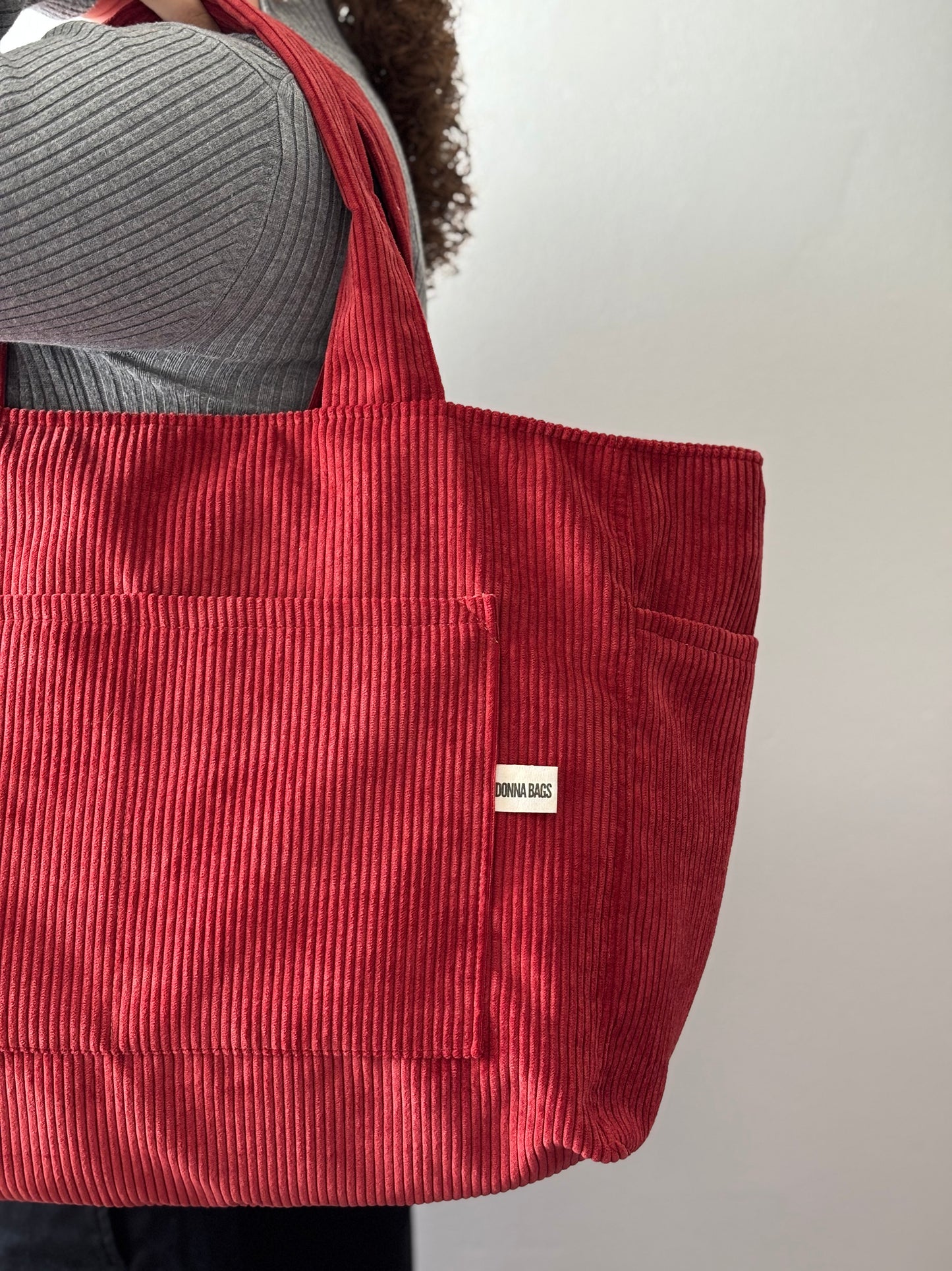 CRISTAL BAGS RED CORDUROY
