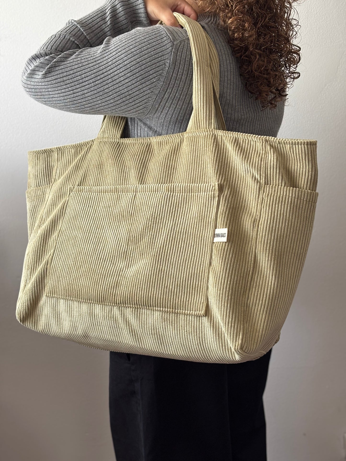 CRISTAL BAGS LIGHT GREEN CORDUROY