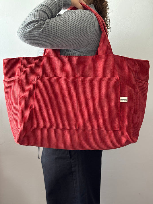 CRISTAL BAGS RED CORDUROY