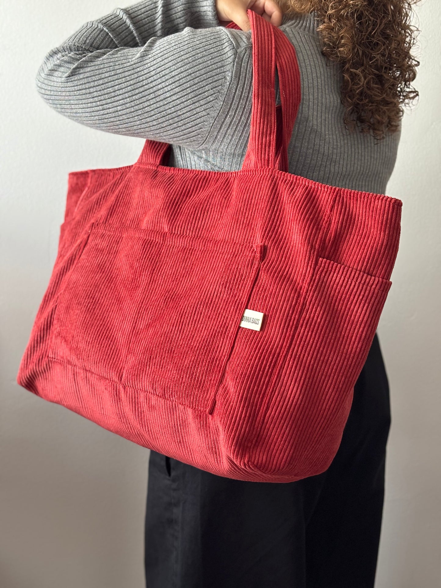 CRISTAL BAGS RED CORDUROY