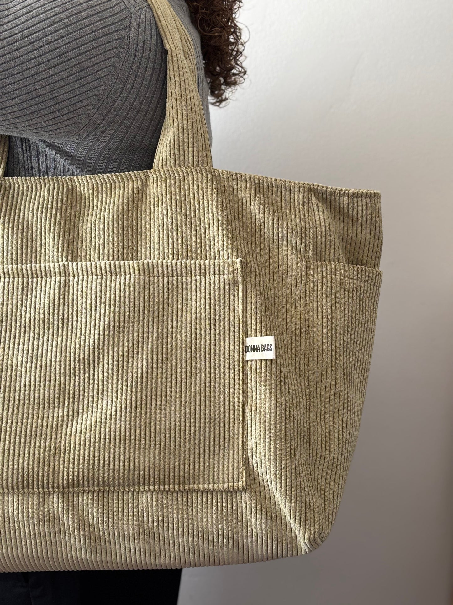 CRISTAL BAGS LIGHT GREEN CORDUROY