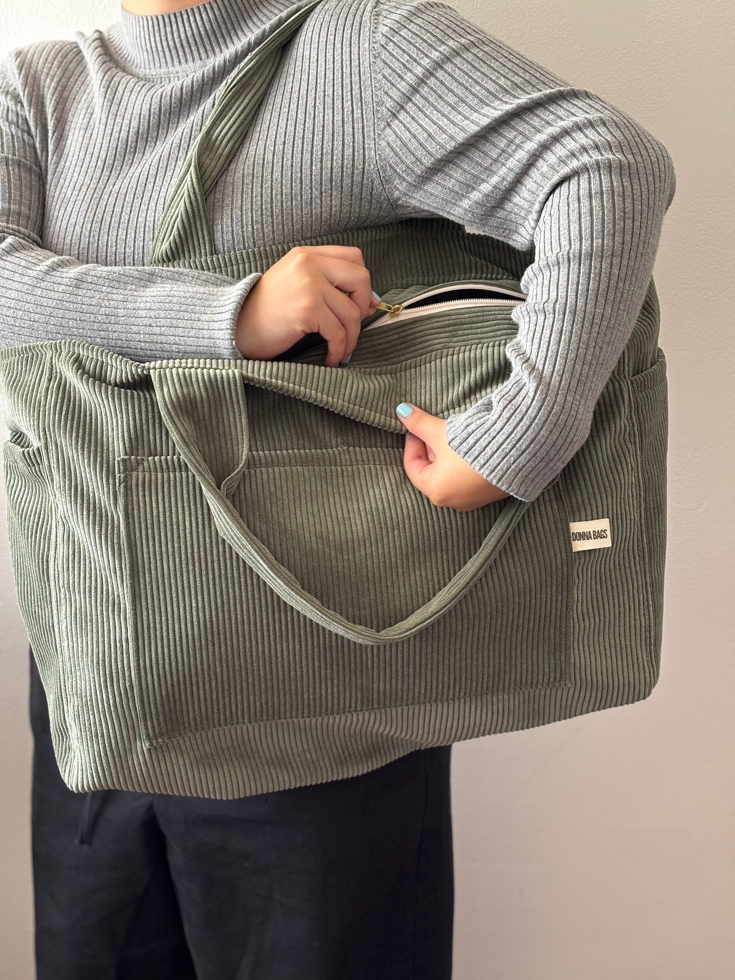 CRISTAL BAGS DRY GREEN CORDUROY