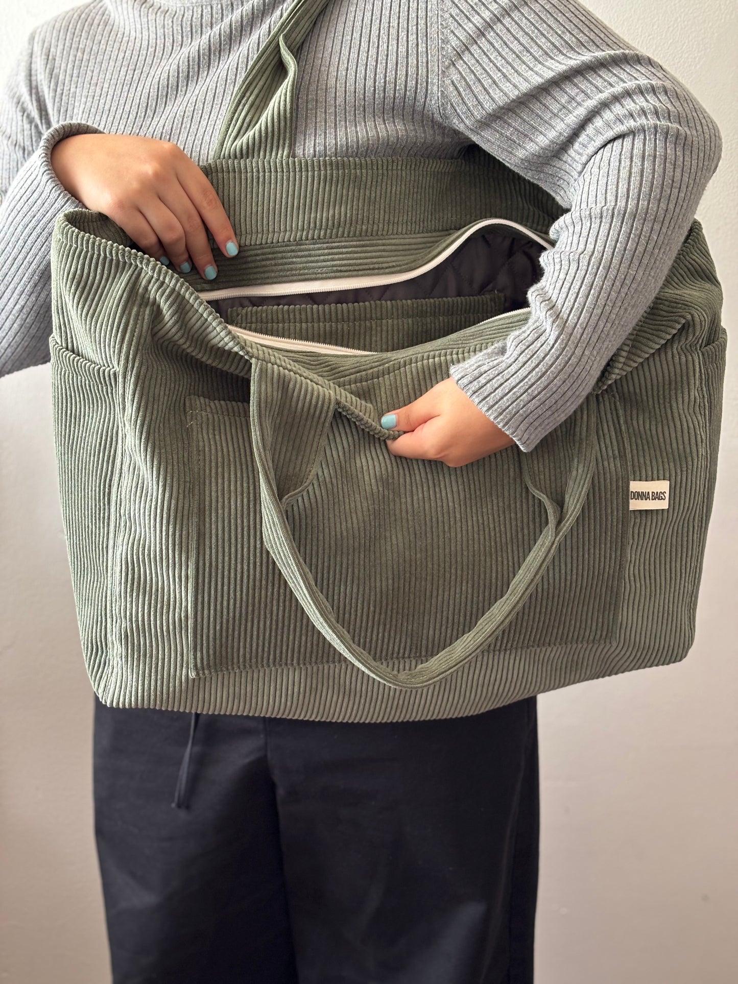 CRISTAL BAGS DRY GREEN CORDUROY