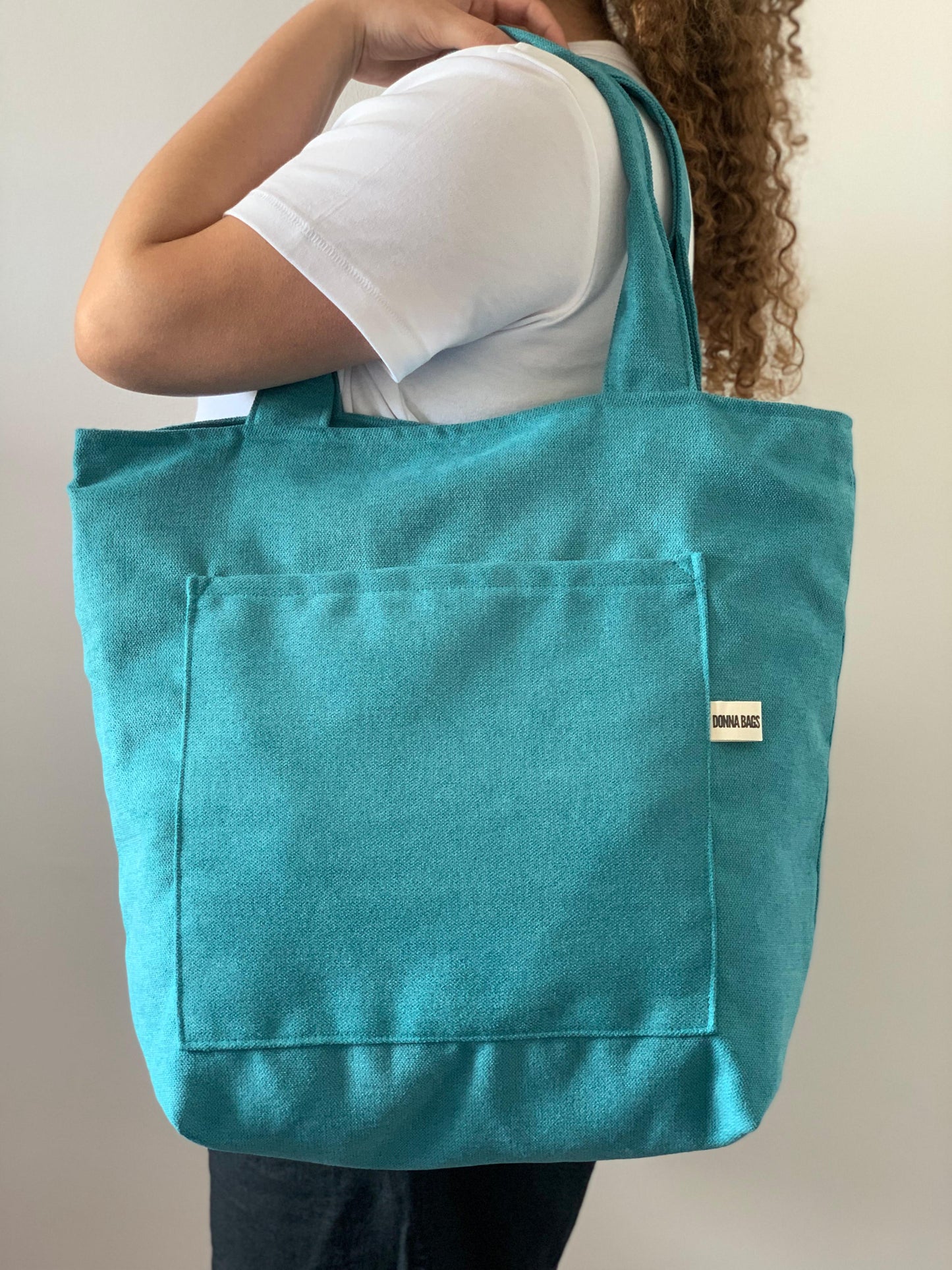 MILA BAGS RUSTIC VELVET TURQUOISE BLUE