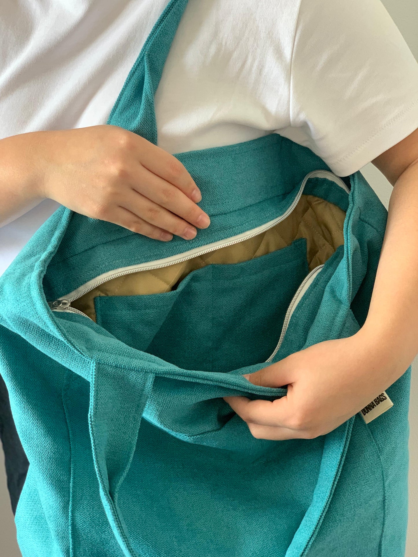 MILA BAGS RUSTIC VELVET TURQUOISE BLUE