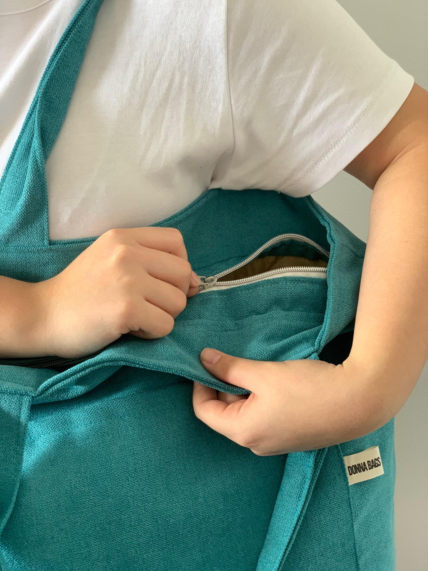 MILA BAGS RUSTIC VELVET TURQUOISE BLUE