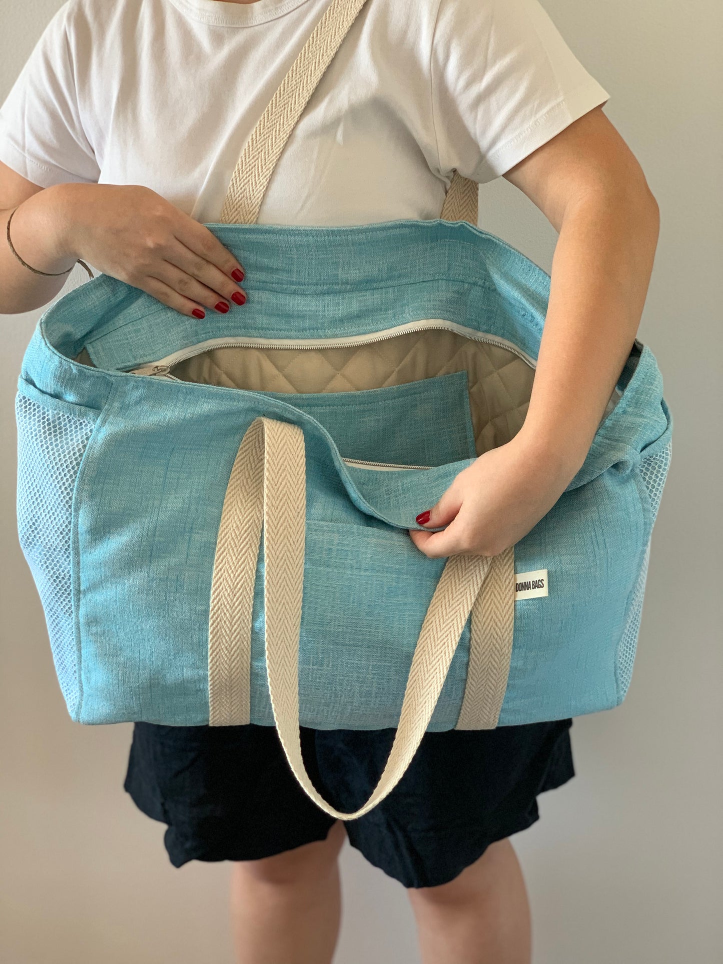 CRISTAL BAGS BLUE COTTON