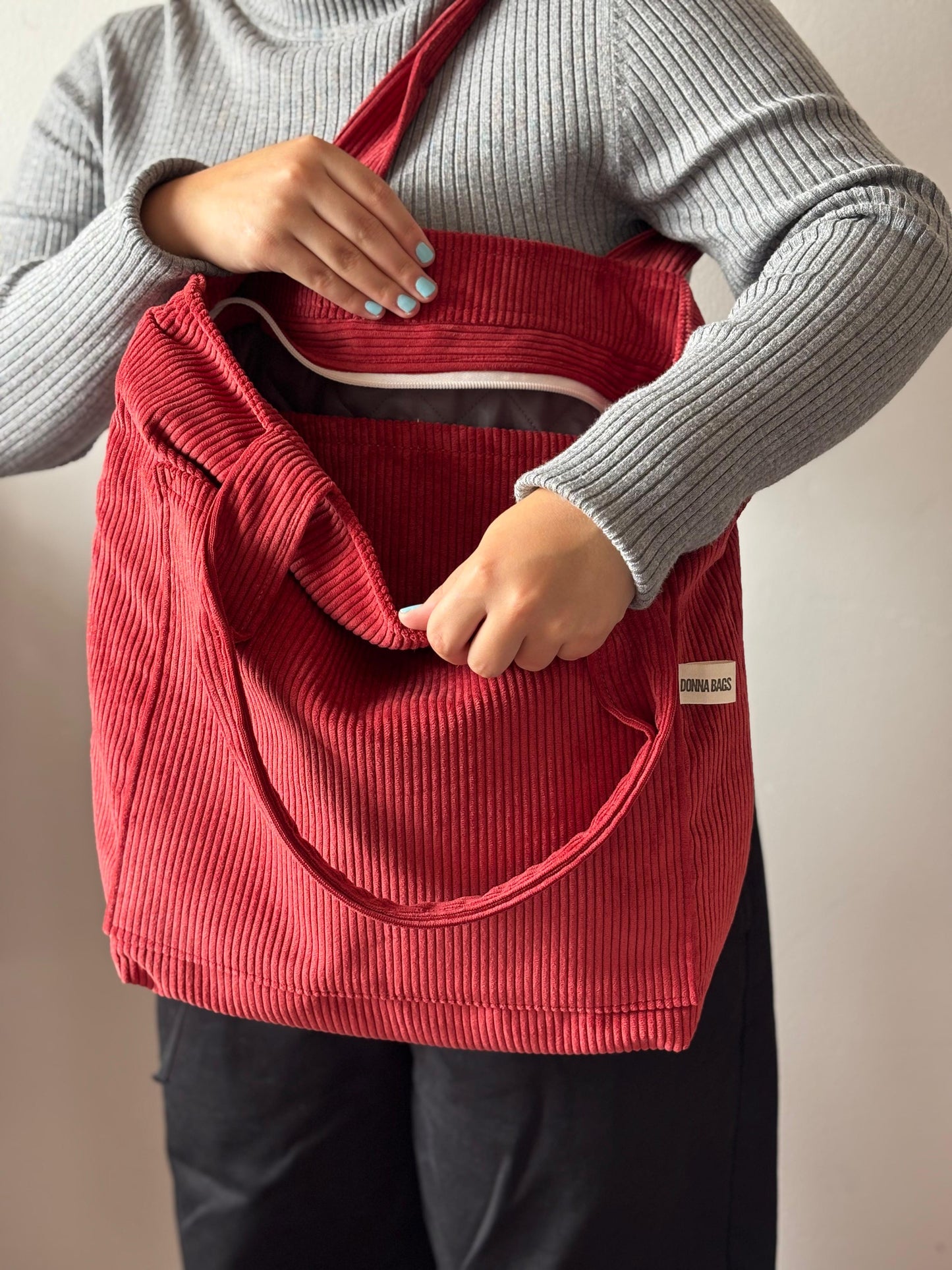 MILA BAGS RED CORDUROY