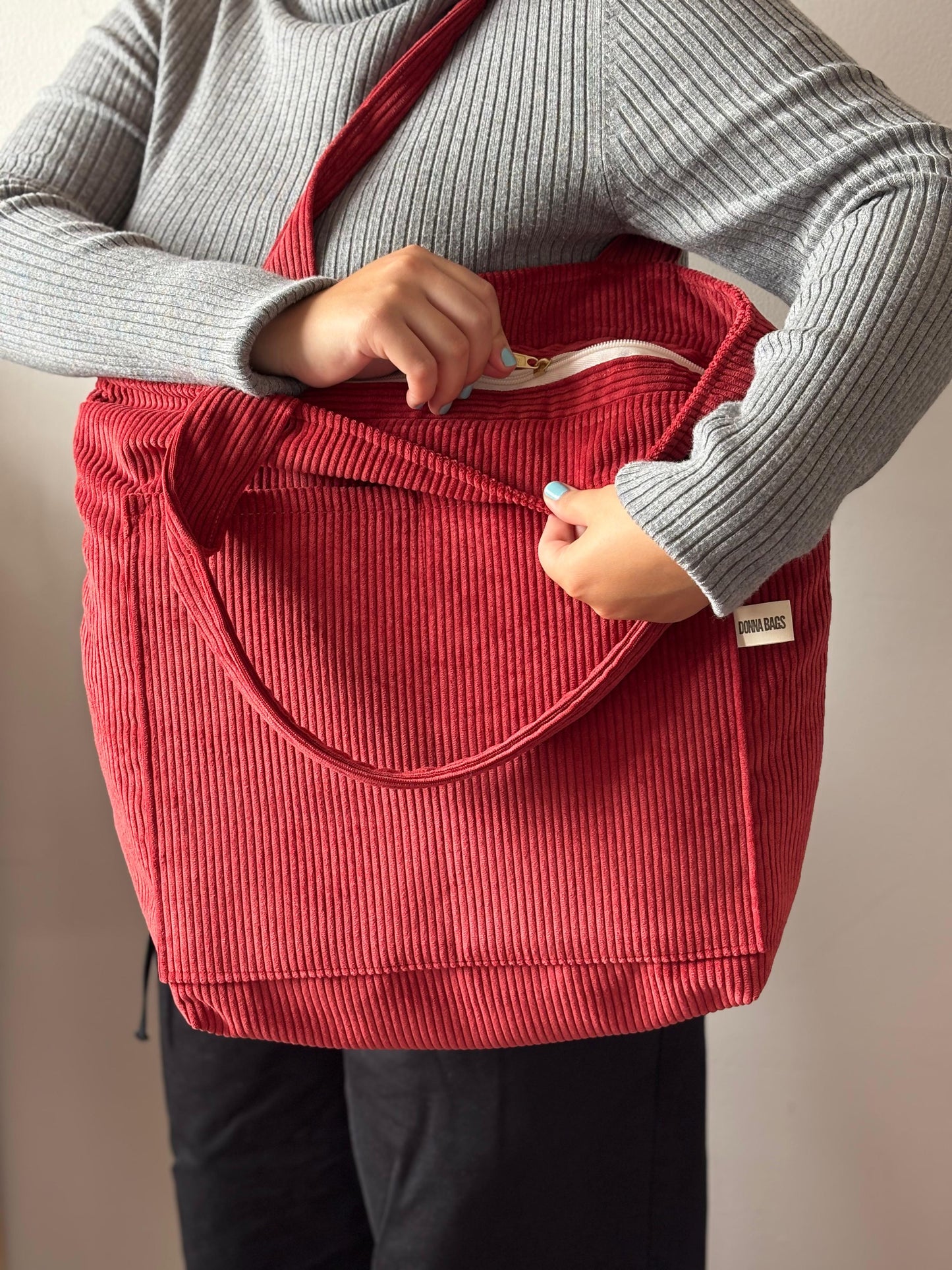 MILA BAGS RED CORDUROY