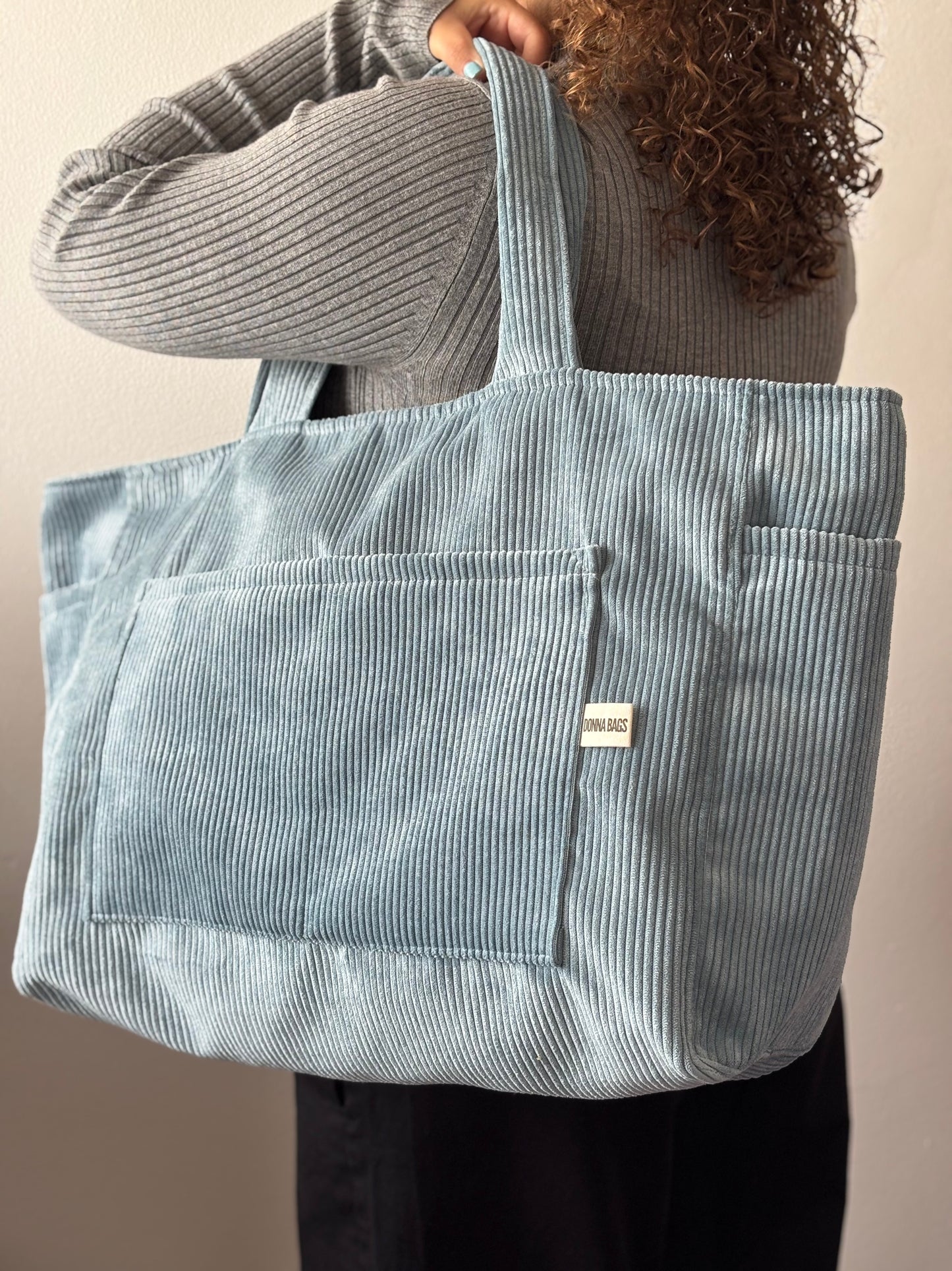 CRISTAL BAGS LIGHT BLUE CORDUROY