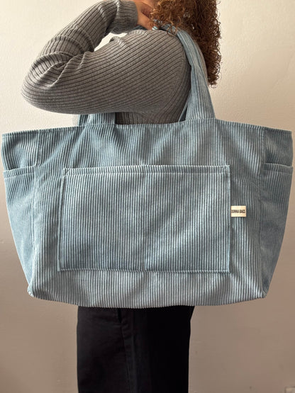 CRISTAL BAGS LIGHT BLUE CORDUROY