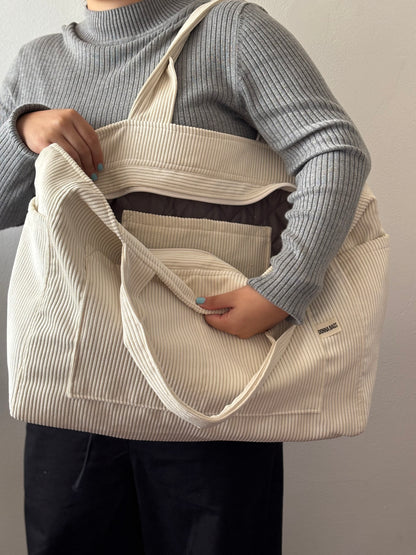 CRISTAL BAGS OFF WHITE CORDUROY