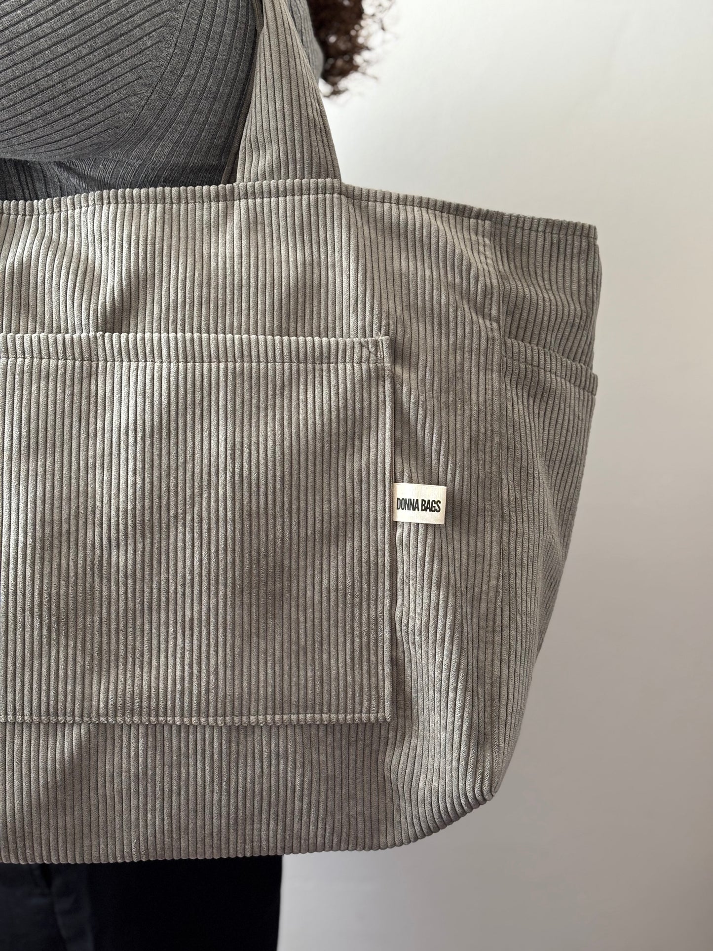 CRISTAL BAGS GRAY CORDUROY