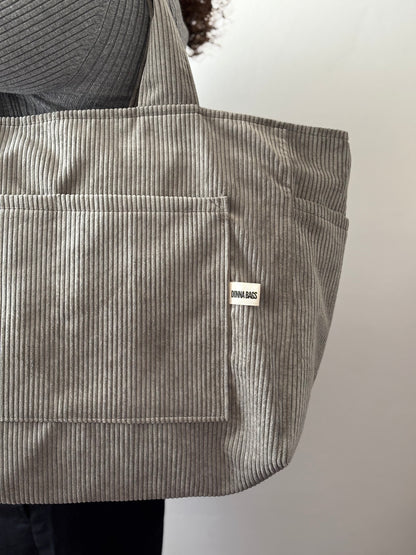 CRISTAL BAGS GRAY CORDUROY