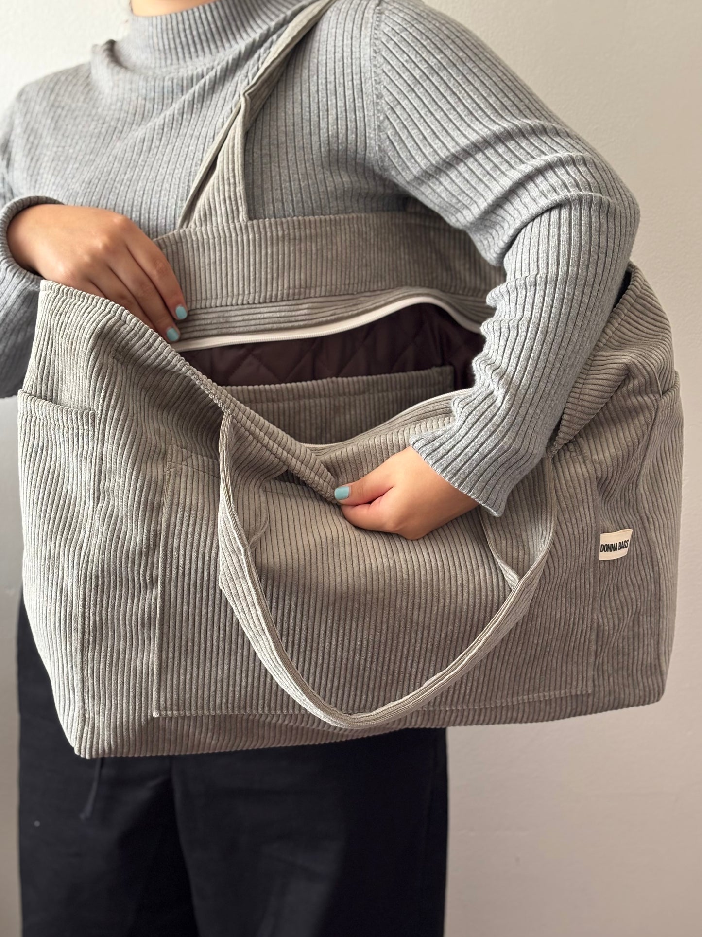 CRISTAL BAGS GRAY CORDUROY