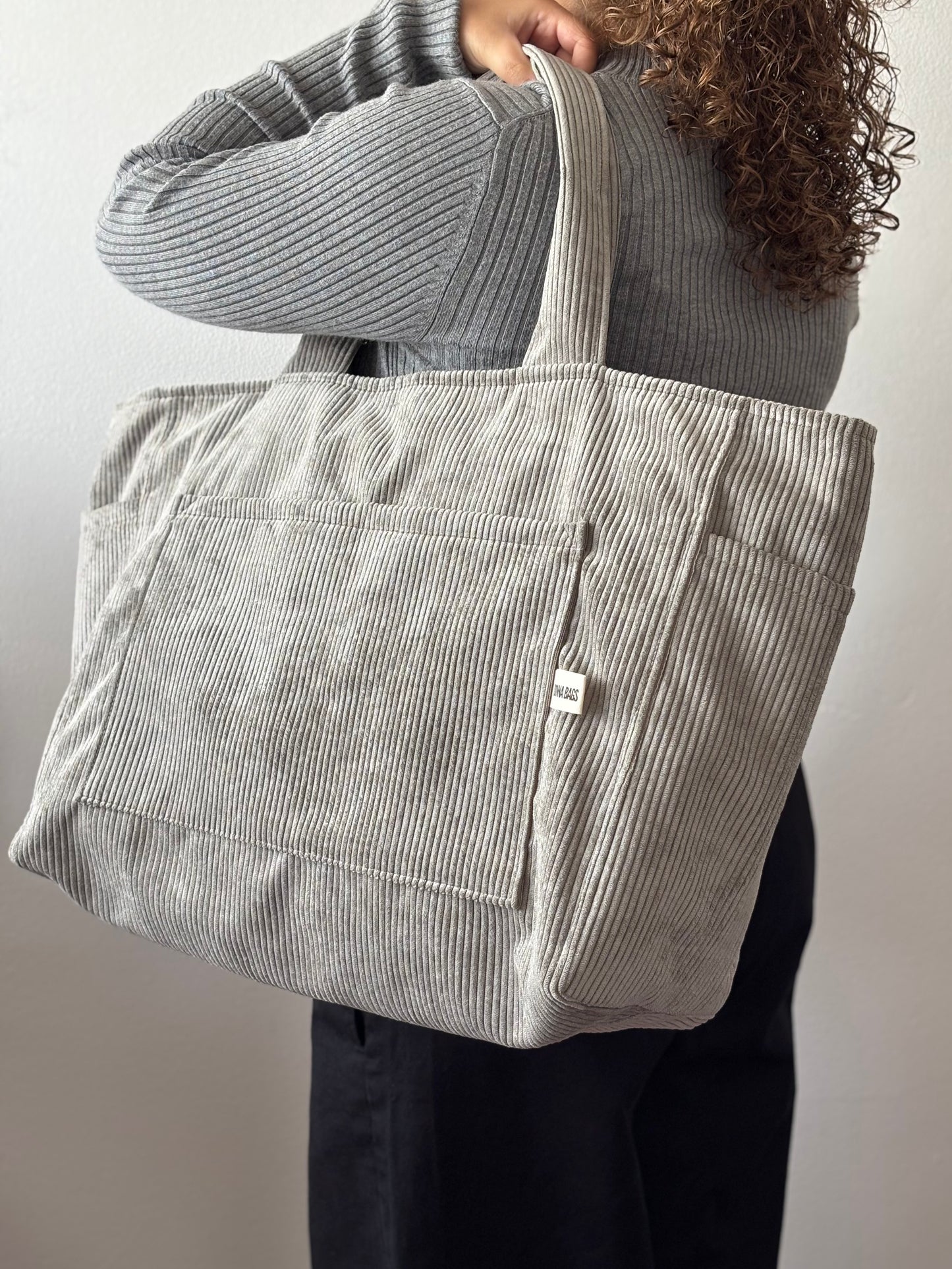 CRISTAL BAGS GRAY CORDUROY