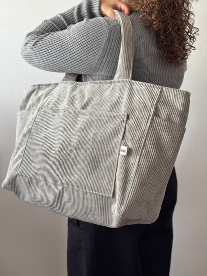 CRISTAL BAGS GRAY CORDUROY