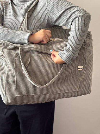 CRISTAL BAGS GRAY CORDUROY