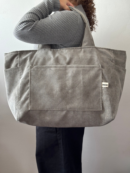 CRISTAL BAGS GRAY CORDUROY