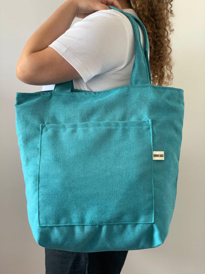 MILA BAGS RUSTIC VELVET TURQUOISE BLUE