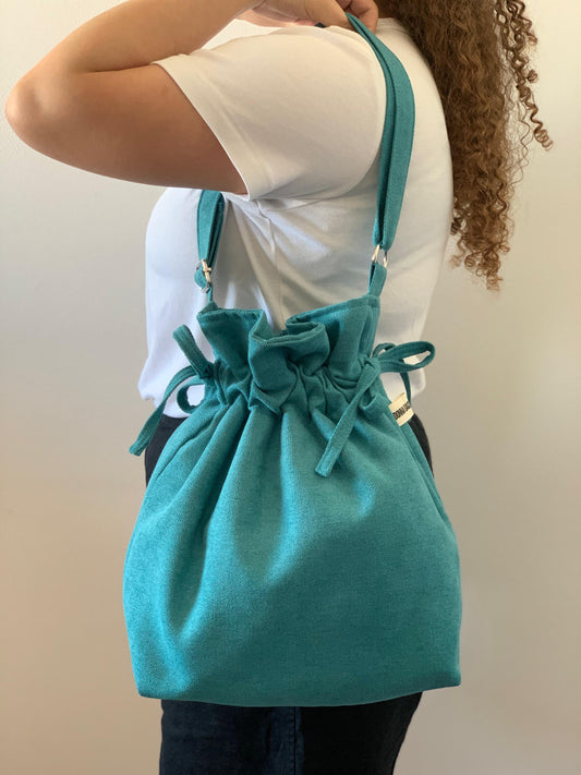 CAROL BAGS RUSTIC VELVET TURQUOISE BLUE