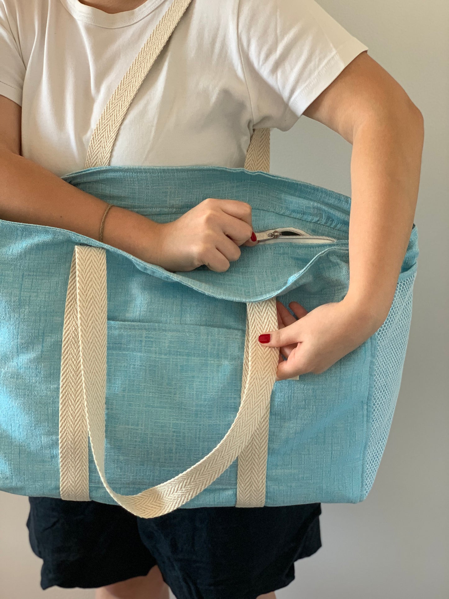 CRISTAL BAGS BLUE COTTON