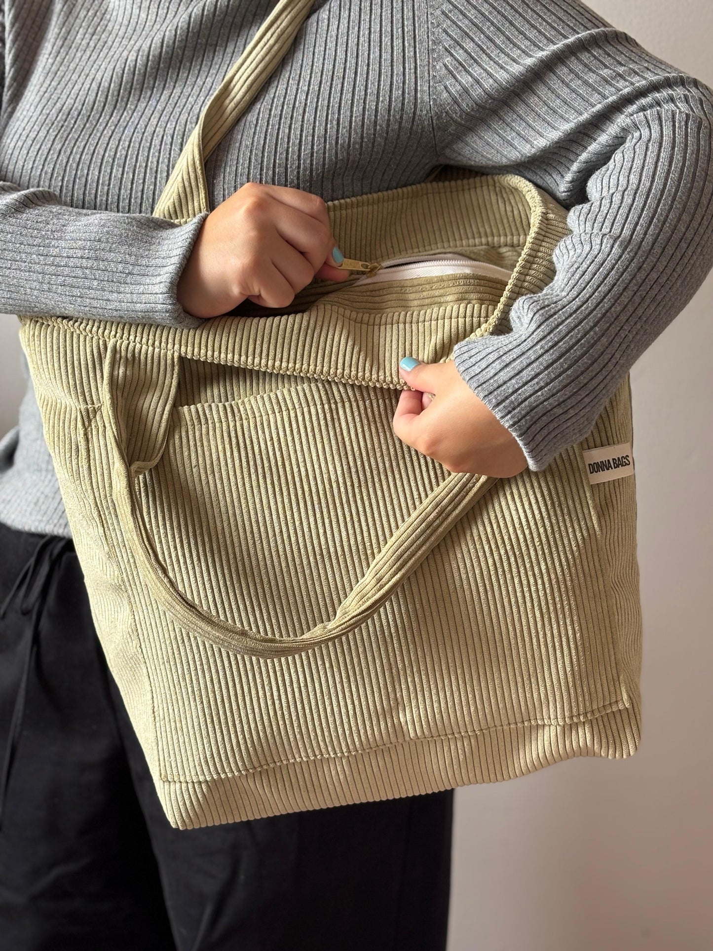 MILA BAGS LIGHT GREEN CORDUROY