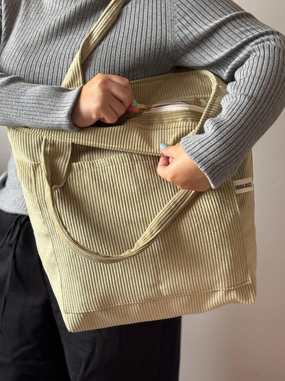 MILA BAGS LIGHT GREEN CORDUROY