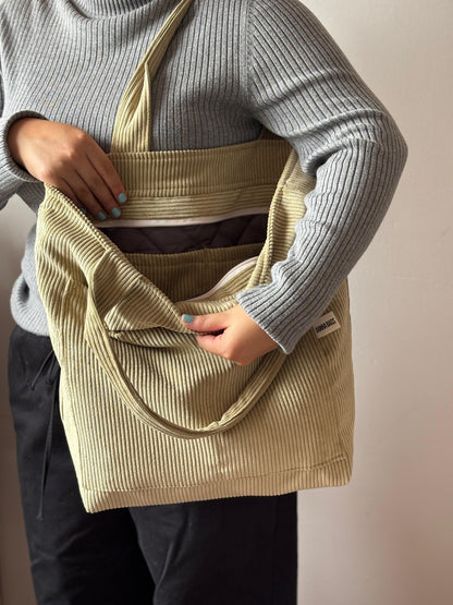 MILA BAGS LIGHT GREEN CORDUROY