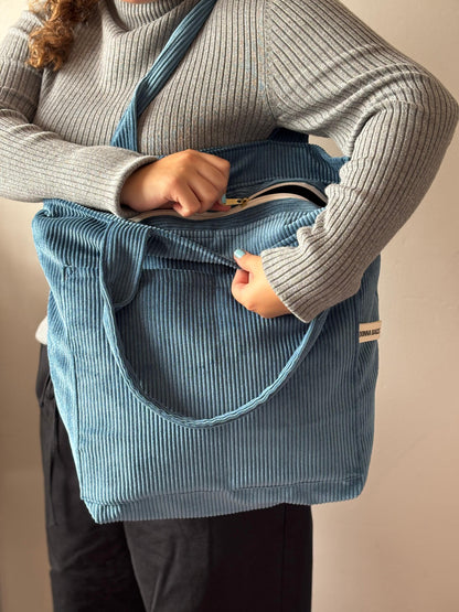 MILA BAGS ROYAL BLUE CORDUROY