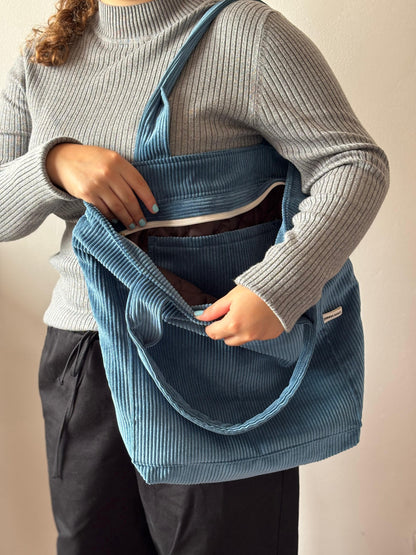 MILA BAGS ROYAL BLUE CORDUROY