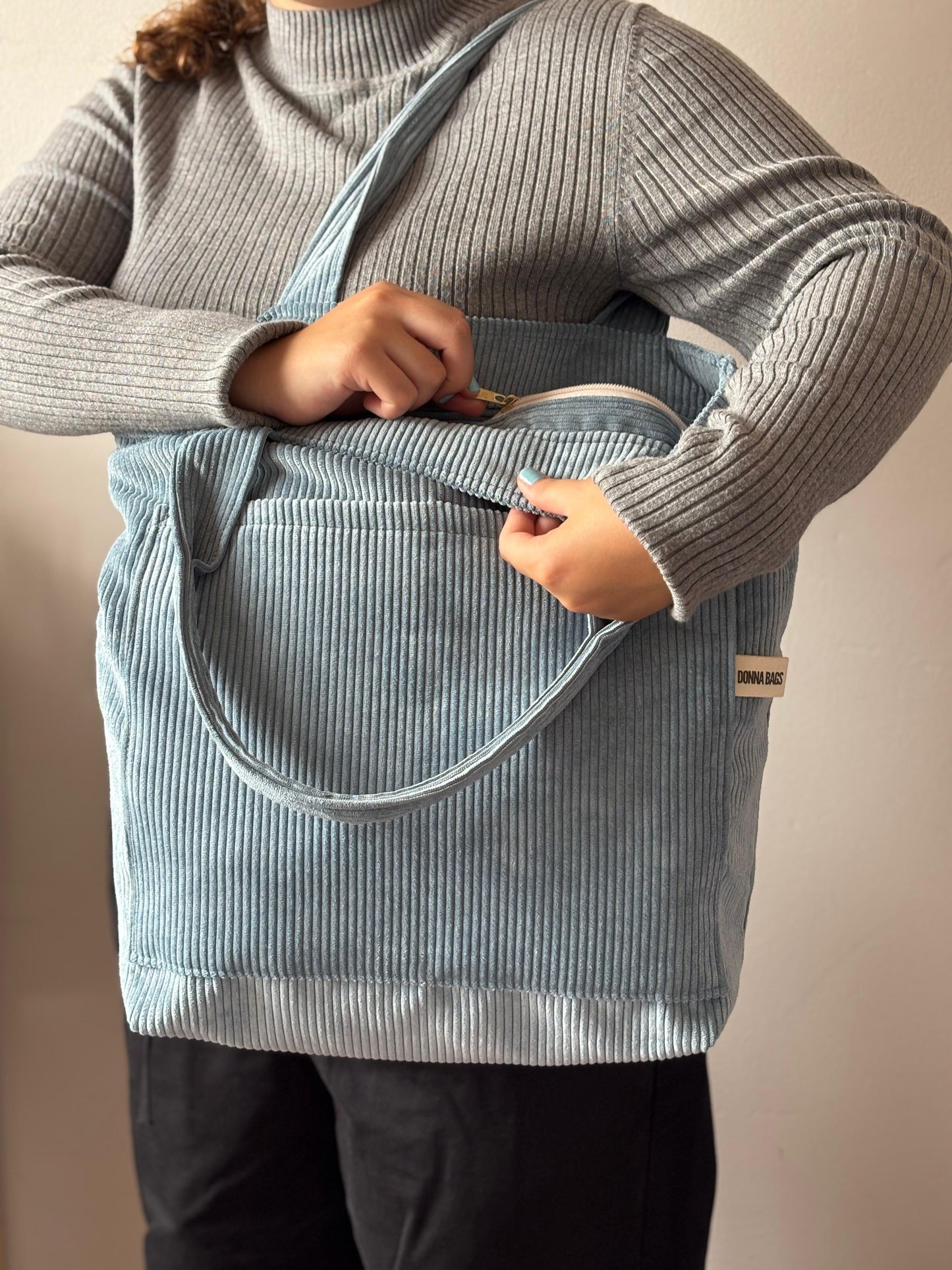 MILA BAGS LIGHT BLUE CORDUROY