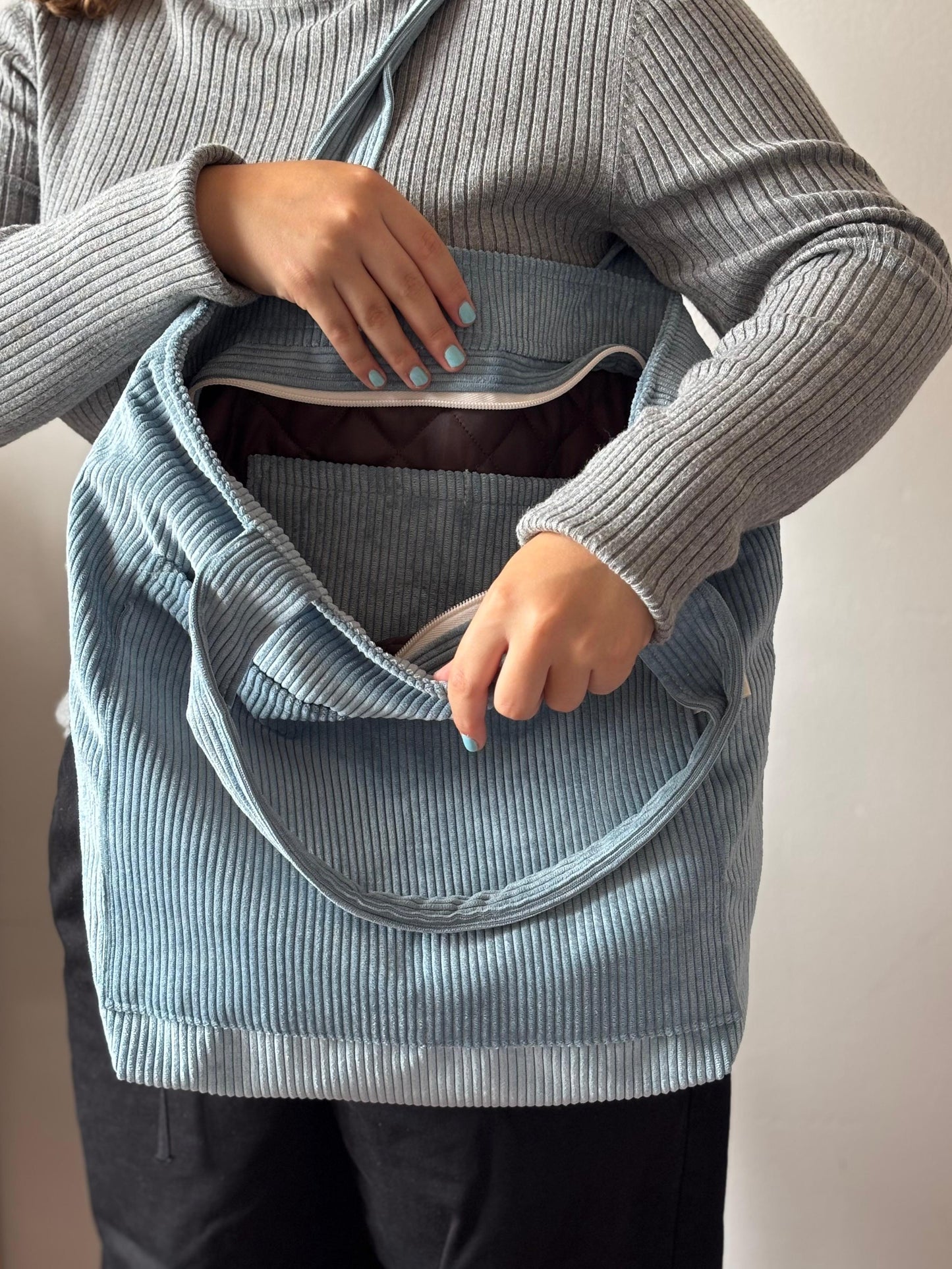 MILA BAGS LIGHT BLUE CORDUROY