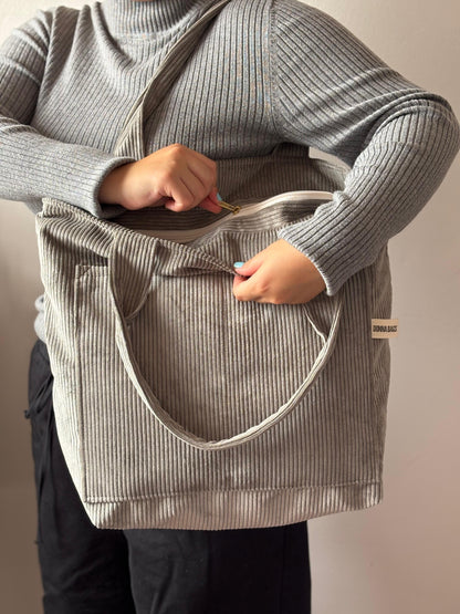 MILA BAGS GRAY CORDUROY