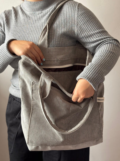 MILA BAGS GRAY CORDUROY